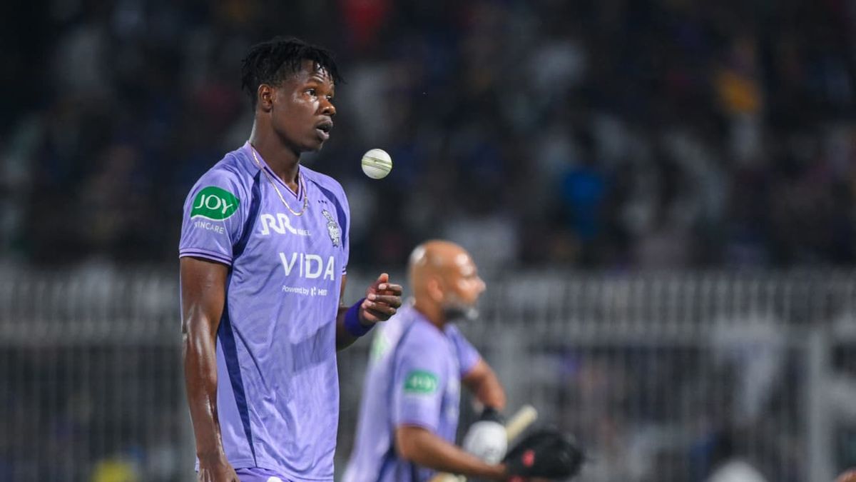 Blessing Muzarabani bowls for Kolkata Knight Riders in IPL 2026 after receiving a two-year PSL ban from the PCB for abandoning his Islamabad United contract