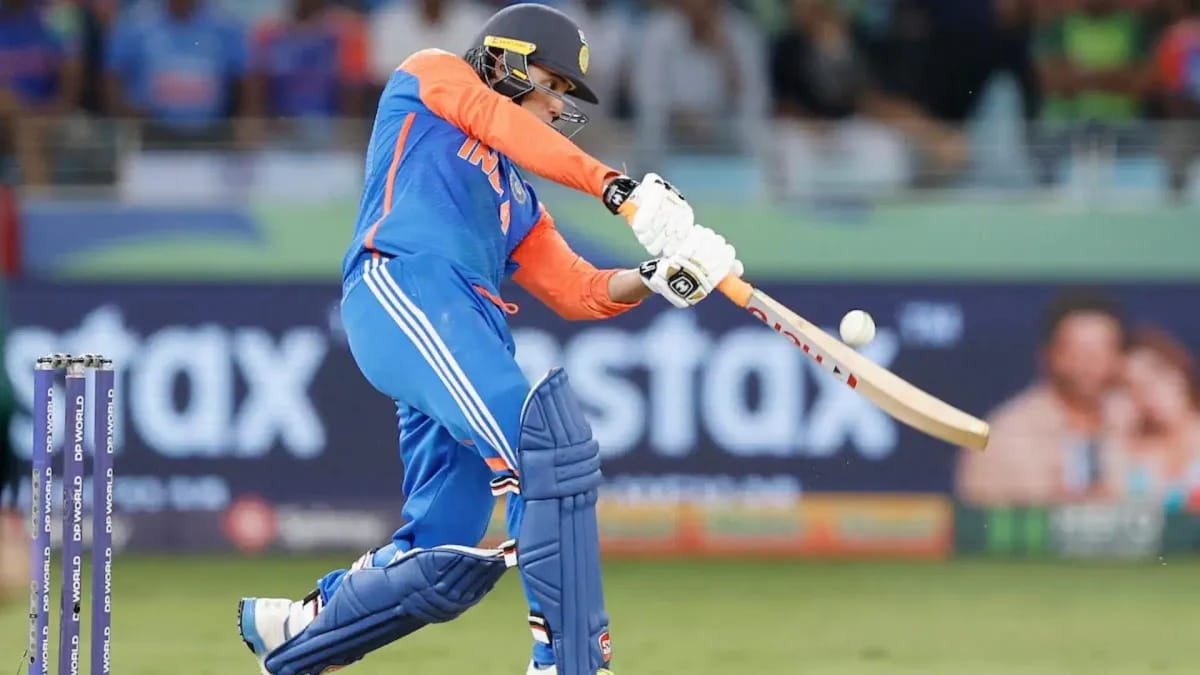 Abhishek Sharma hitting a six during a match in Asia Cup 2025