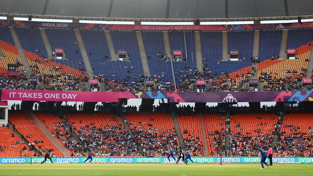 Sparse stands at the Narendra Modi Stadium during India vs West Indies revive Virat Kohli’s “five Test centres” debate on red-ball venues.