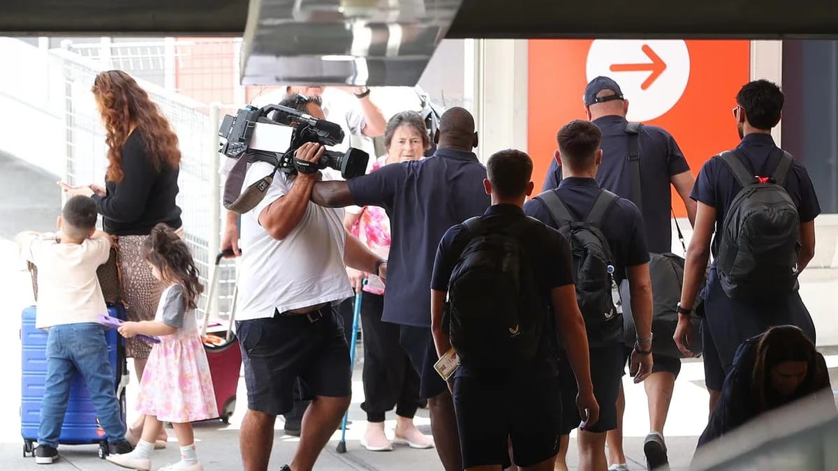 England cricket team security staff in confrontation with media cameraman at Brisbane airport ahead of third Ashes Test in Adelaide
***