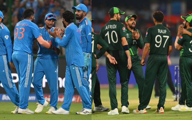 India and Pakistan Team Celebrating on Ground After taking Wicket of opponent batter