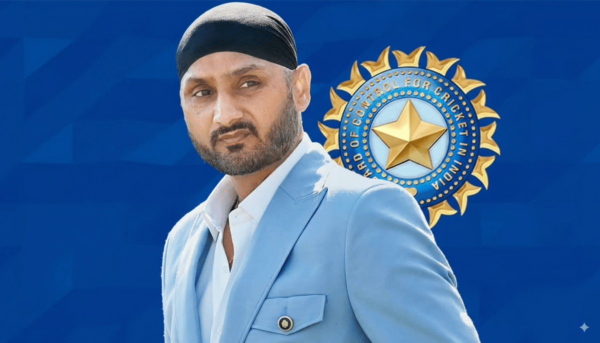 Harbhajan Singh Backed For BCCI Role After PCA Nomination: What It Means Harbhajan Singh during a formal event, wearing a blazer and turban with BCCI logo in the backdrop