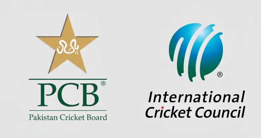 ICC’s six-point letter to PCB calls complaints “baseless,” backs referee’s actions Pakistan Cricket Board (PCB) Logo on the left while ICC logo on right.
