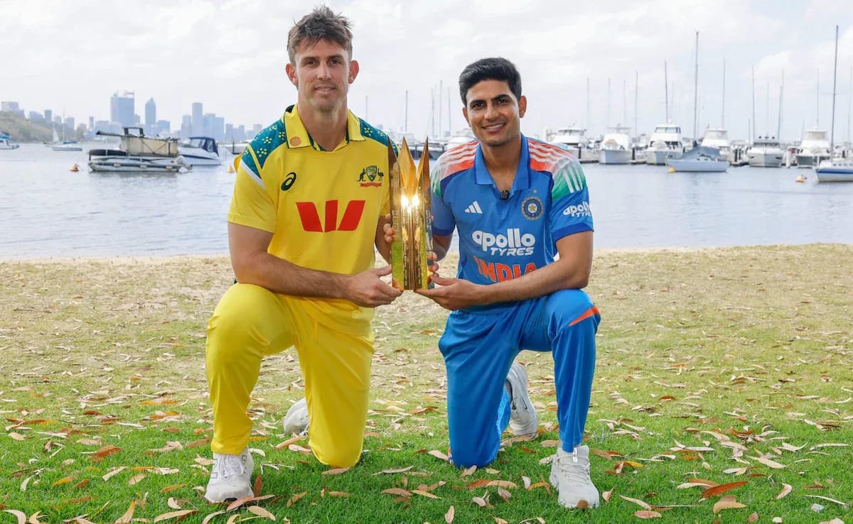 India vs Australia 1st ODI match details showing live streaming and TV broadcast information with Virat Kohli and Rohit Sharma returning to action at Perth Stadium.