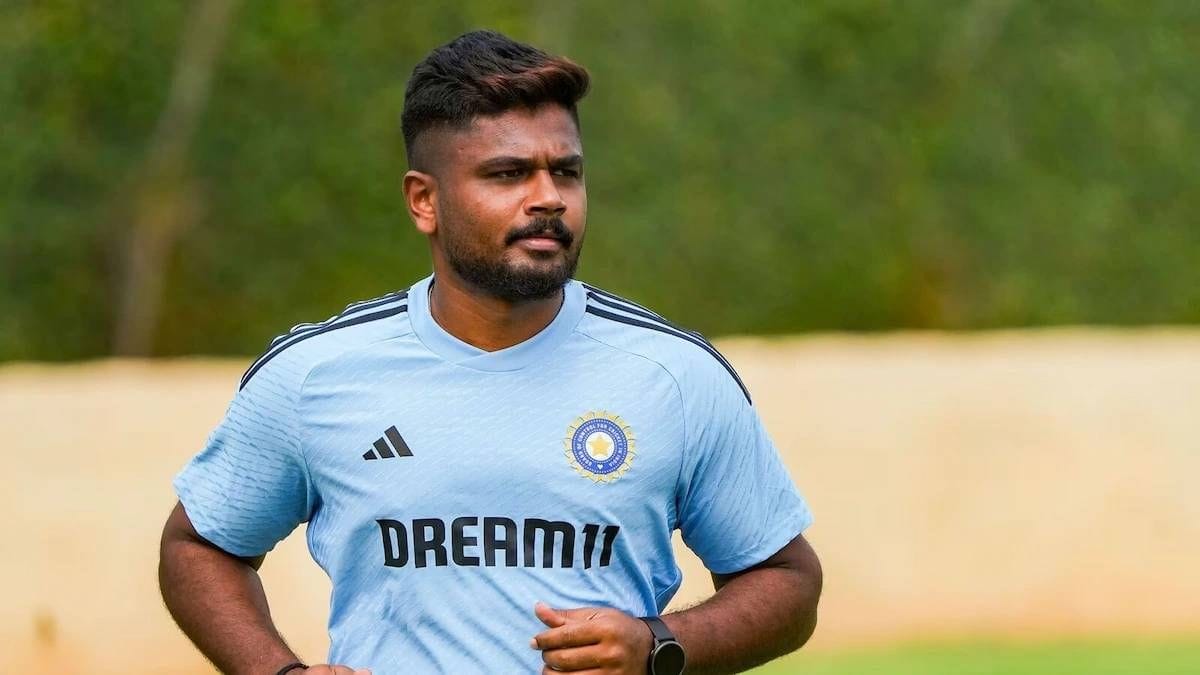 India’s Dubai Nets Hint A Tough Call On Sanju Samson Ahead Of Asia Cup Sanju Samson watches on the ground while running during a practice session.