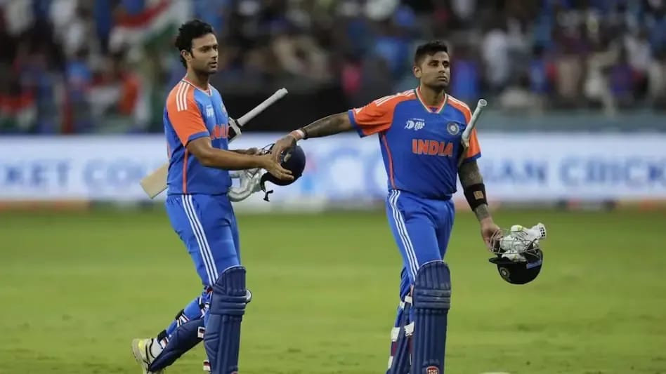 India players walk off toward the dressing room after the match, while Pakistan players and match officials kept waiting near the boundary.
