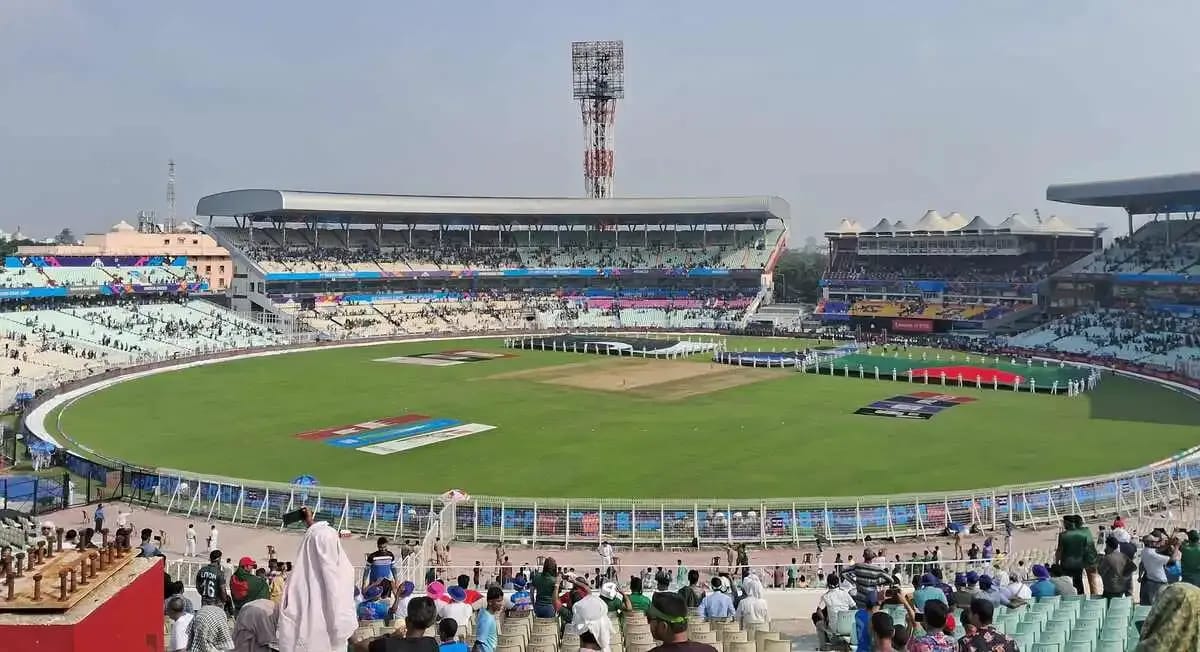 Eden Gardens cricket stadium in Kolkata, hosting the India vs South Africa Test match with ticket prices starting at Rs 60 per day.