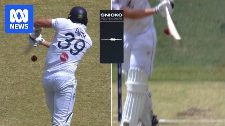 Jamie Smith walking off after being given out caught behind on DRS review in Perth Ashes Test as Real Time Snicko spike confirms edge despite crowd backlash