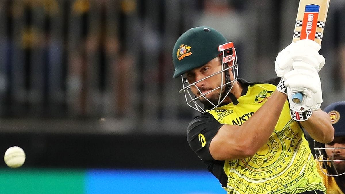 Marcus Stoinis playing a shot during a match for Australia