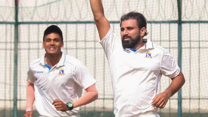 Mohammed Shami during practice as he returns to Bengal's Ranji Trophy squad for 2025-26 season starting October 15 vs Uttarakhand at Eden Gardens, alongside Akash Deep and Mukesh Kumar, eyeing India comeback after seven-month international absence.