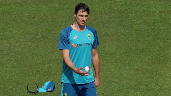  Pat Cummins during Australia training earlier, now being ruled out of India ODI series due to lumbar bone stress injury, with Matthew Renshaw returning to squad
