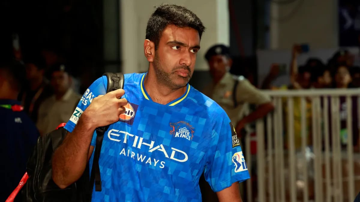 Ravi Chandran Ashwin coming out of team bus during and IPL as he play for CSK