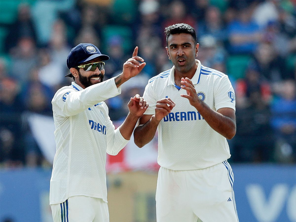 Ravindra Jadeja talking to Ravi Ashwin during a match , and after West Indies win expressing that he misses longtime bowling partner R Ashwin who retired in December 2024.