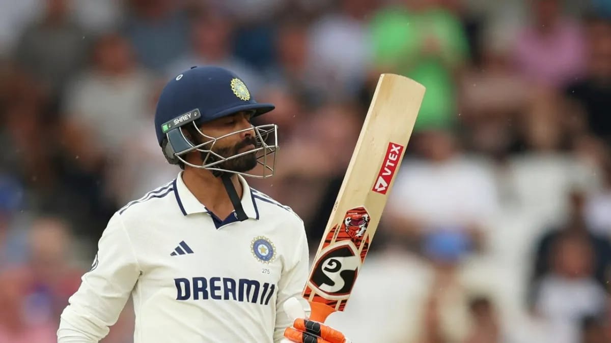 Ravindra Jadeja during a match as he named India’s Test vice‑captain, fans discussing about contributing to planning and supporting Shubman Gill at home.