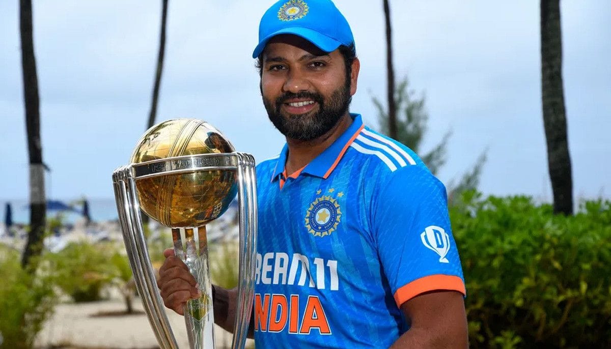 Rohit Sharma with trophy in World cup 2023 as calls grow, led by Kris Srikkanth, for his permanent inclusion in India’s 2027 World Cup squad.