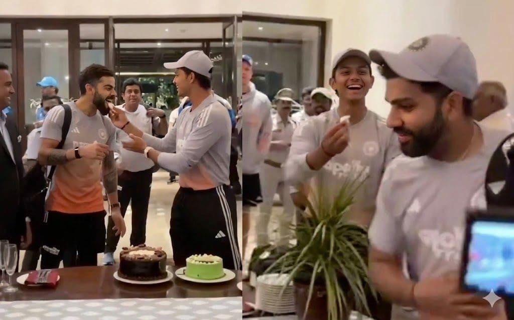 Rohit Sharma refuses cake saying "Mota ho jaunga wapas" while Virat Kohli eats during India team celebration after ODI series win vs South Africa