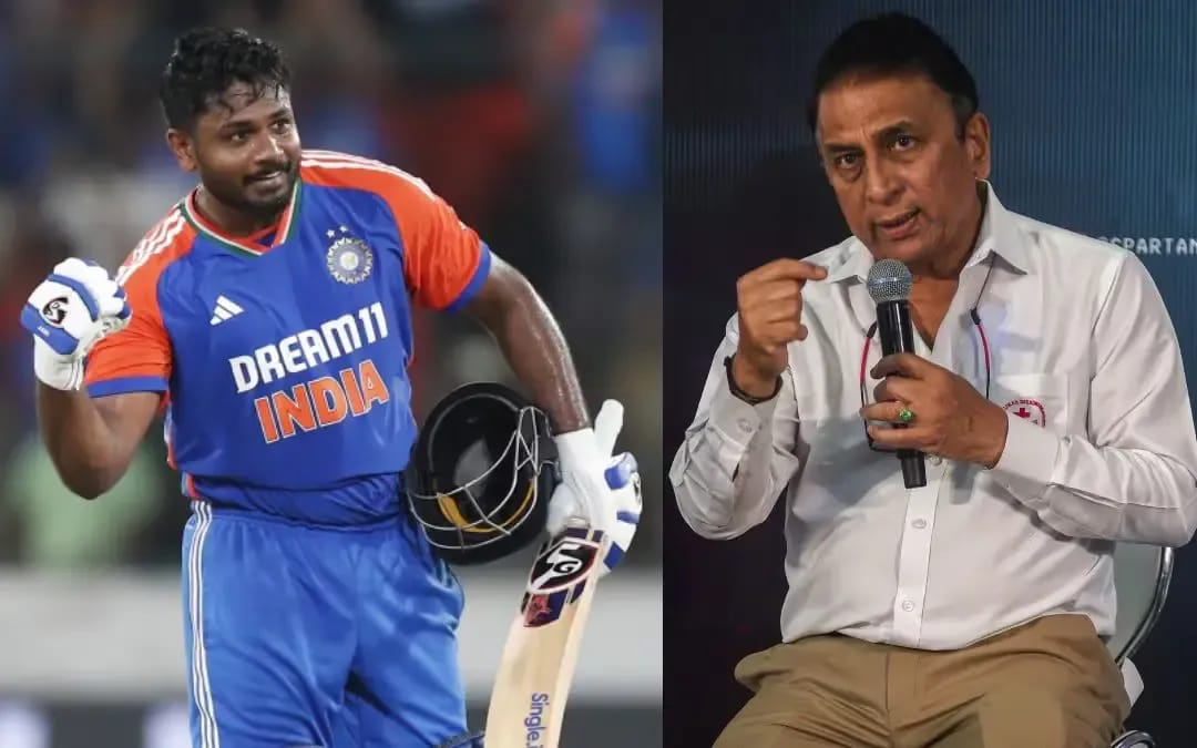Sunil Gavaskar’s Take On Sanju Samson’s 56 vs Oman: Why A Slower Fifty Still Worked Sanju Samson in Indian Jersey on left while Sunil Gavaskar onth right as her praise hte Samson for his performance inthe recent match.