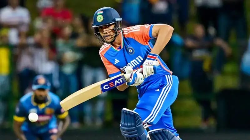 Shubman Gill Rise: Does he fits in India’s T20I plans for the Asia Cup and beyond? Shubman Gill in Indian cricket jersey walking out to bat, amid debate over his place in India’s T20I squad for the 2025 Asia Cup.