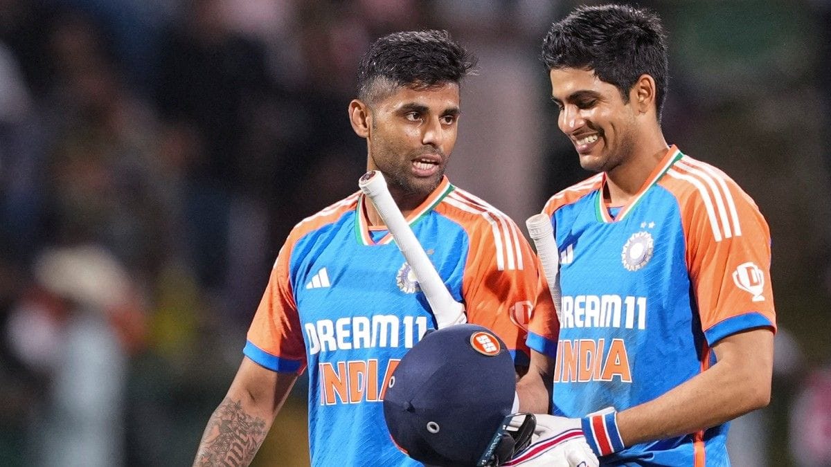 Suryakumar Yadav and Shubman Gill in Indian cricket jerseys representing the current T20I captaincy dynamic and leadership transition in Indian cricket ahead of the T20 World Cup 2026.