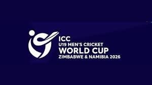 ICC U-19 World Cup 2026 schedule graphic showing India facing USA in tournament opener at Queens Sports Club Bulawayo January 15 Zimbabwe Namibia