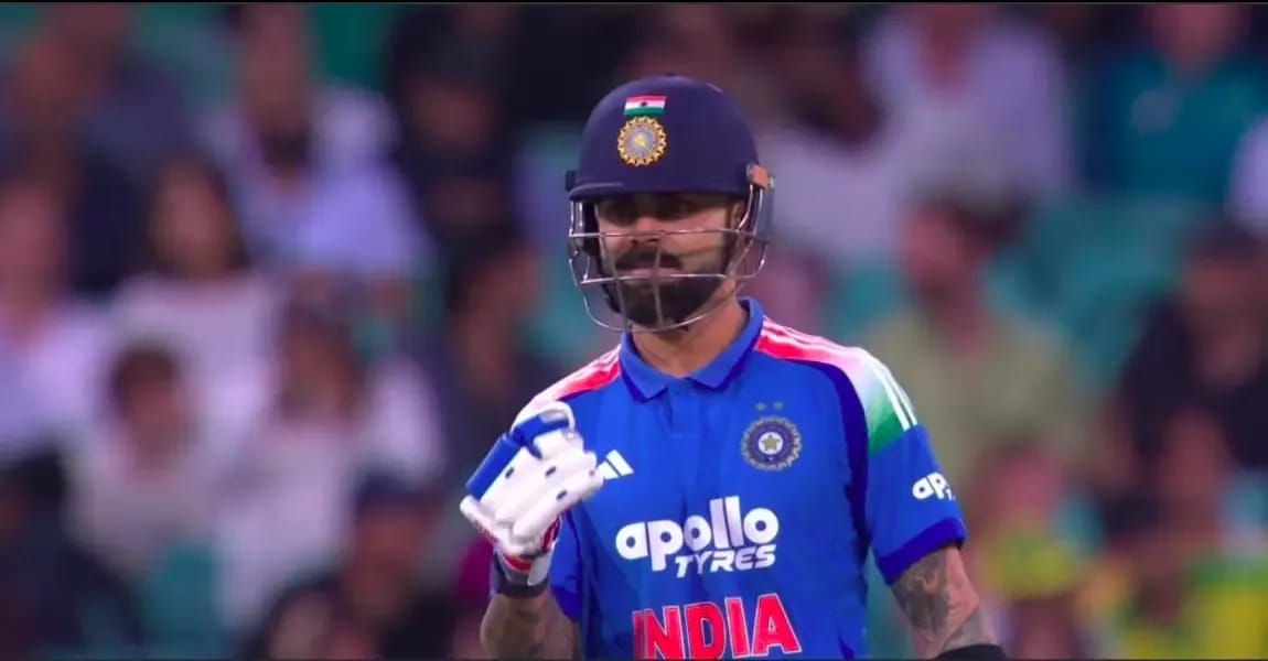 Virat Kohli's Never-Seen-Before Celebration After Ending Duck Streak Goes Viral Virat Kohli celebrating with a fist pump after scoring his first run in the Sydney ODI, ending his streak of consecutive ducks against Australia in 2025.
