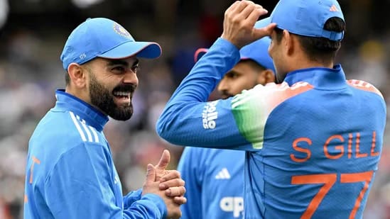 Virat Kohli seen guiding captain Shubman Gill on the field during the first ODI at Optus Stadium, Perth, despite being dismissed for a duck on his ODI comeback after seven months.